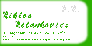 miklos milankovics business card